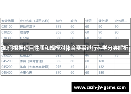 如何根据项目性质和规模对体育赛事进行科学分类解析
